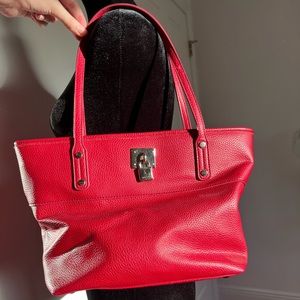 Red leather purse with lock